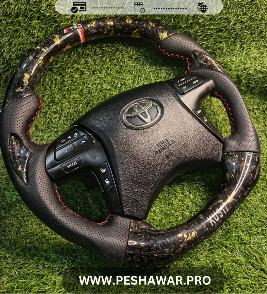 Toyota Premio Hilux Axio Forged Fiber Carbon Steering wheel with golden Flakes